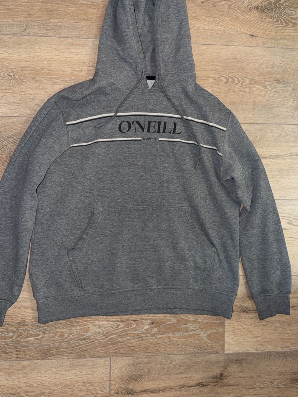 O'Neill Gray Pullover Hoodie with Chest Stripe